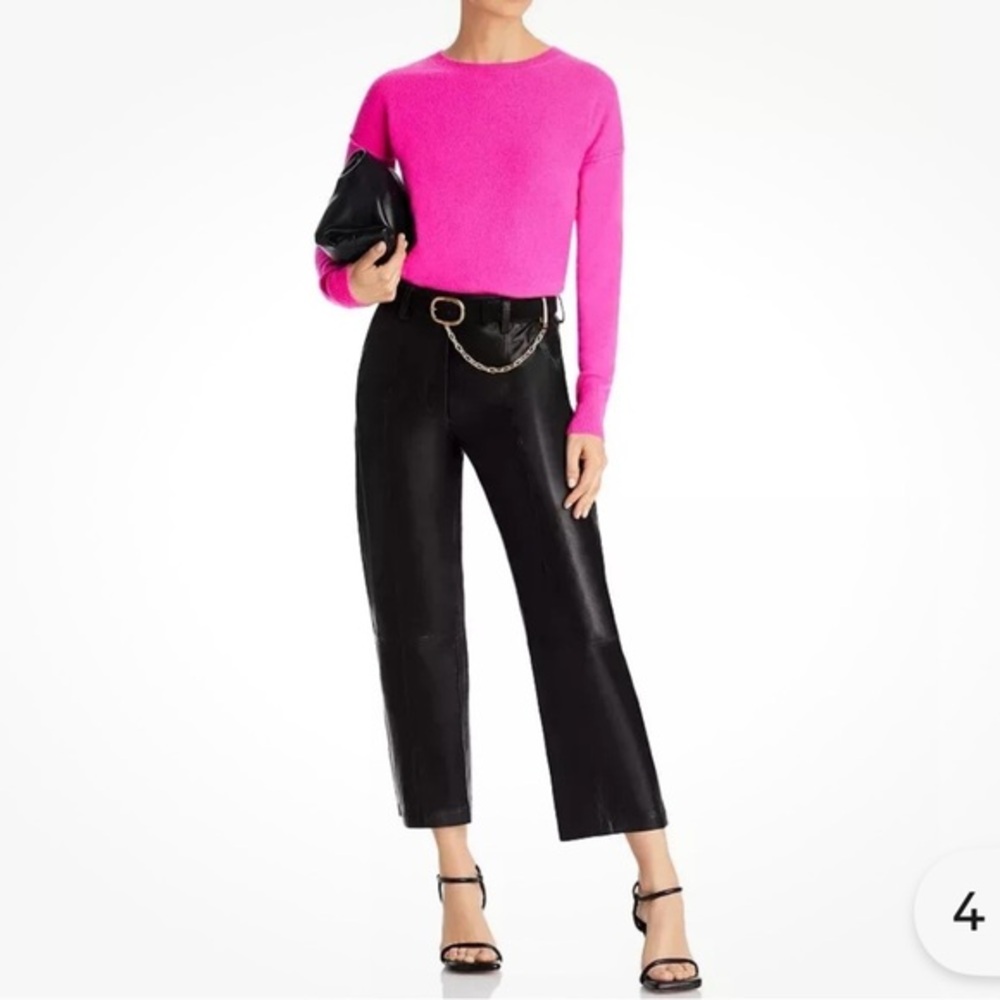 Aqua Pink 💯 cashmere Crew Neck Long Sleeve Sweater super soft hi lo
